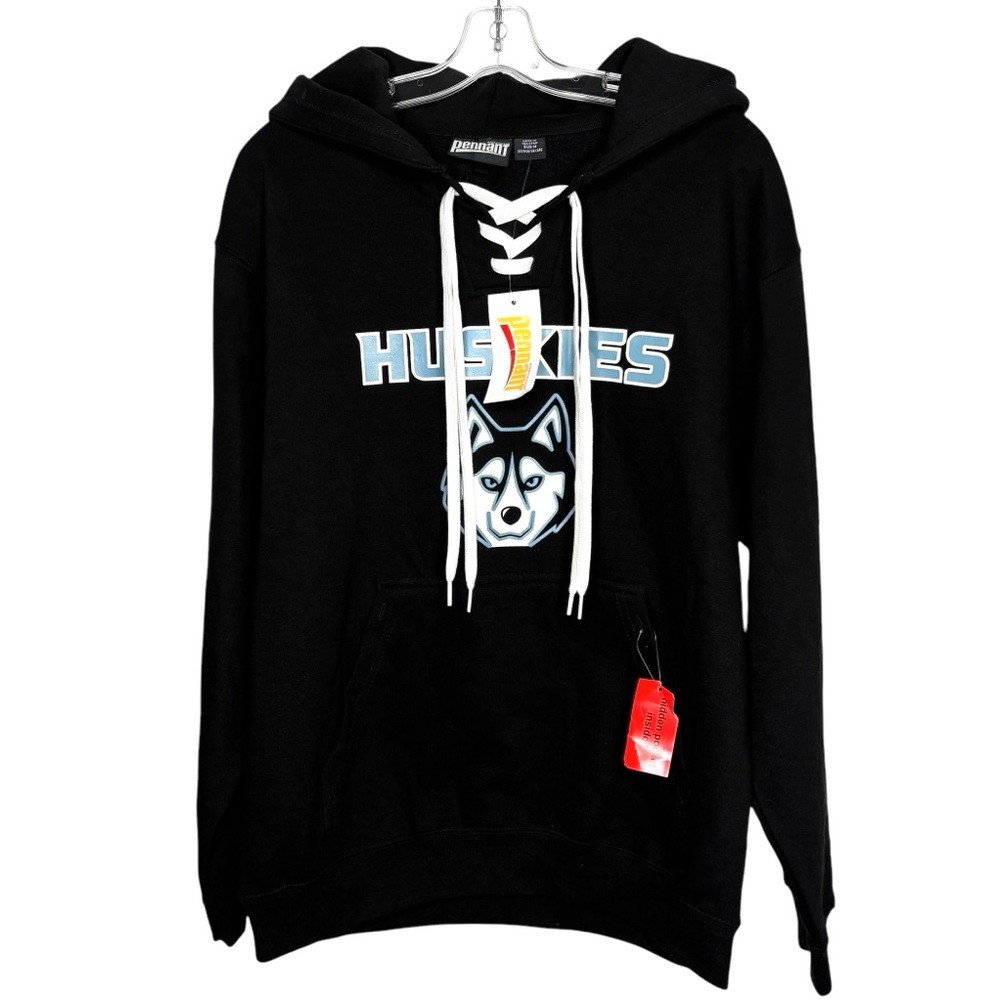 Huskies Pennant hockey-style skate-lace hoody BNWT black size medium